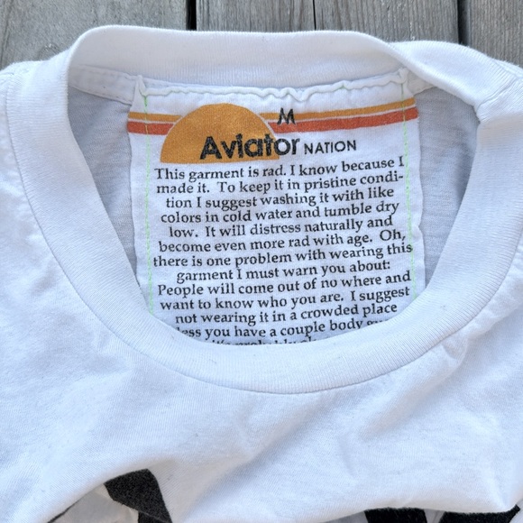 Aviator Nation Rock and Roll White Cropped Tee - Picture 4 of 5